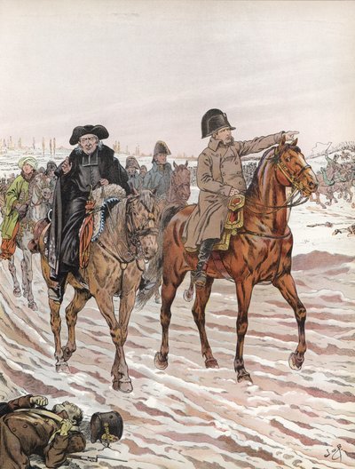 Napoleón, cabalgando junto al Abate Henriot, 1814 de Onfray de Breville Job