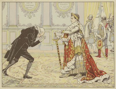 En la mañana de su coronación, al percibir al notario de Josefina, Napoleón le dijo, riendo: ¡Bueno, Maitre Ragideau, aquí está la capa! ¡Y aquí está la espada! de Onfray de Breville Job