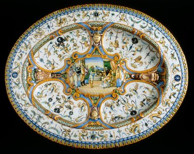 Bandeja con grotescos del taller de Orazio Fontana conservada en el Museo Nazionale del Bargello, Florencia de Orazio (workshop of) Fontana