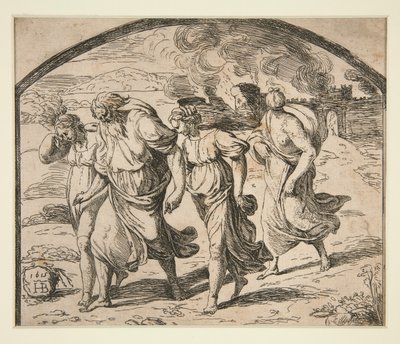 Lot y su familia huyendo de Sodoma de Orazio Borgianni
