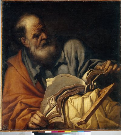 Santo Tomás, apóstol. (Santo Tomás Apóstol). Pintura de Orazio Borgianni (1578-1616), óleo sobre lienzo, arte italiano (Roma) de Orazio Borgianni