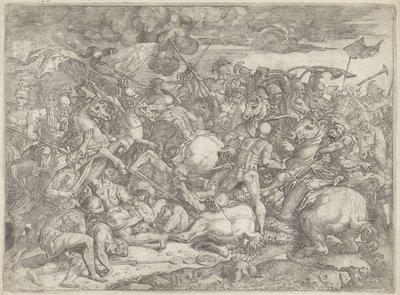 Batalla del Puente Milvio de Orazio Farinati (attributed to)