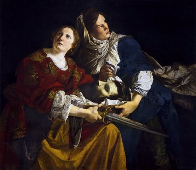 Judith y su sirvienta con la cabeza de Holofernes, c. 1610 de Orazio Gentileschi