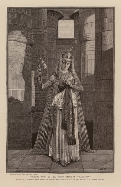 Traje de Cora Urquhart Brown-Potter en Cleopatra (grabado) de Oreste Cortazzo