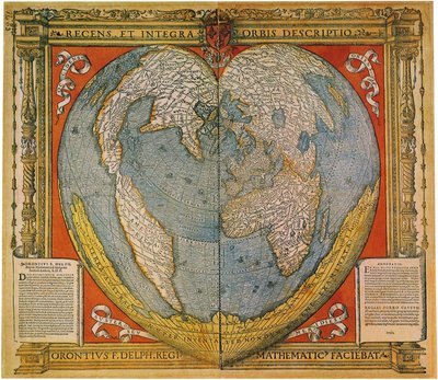 Mapa del mundo en forma de corazón de Oronce Fine