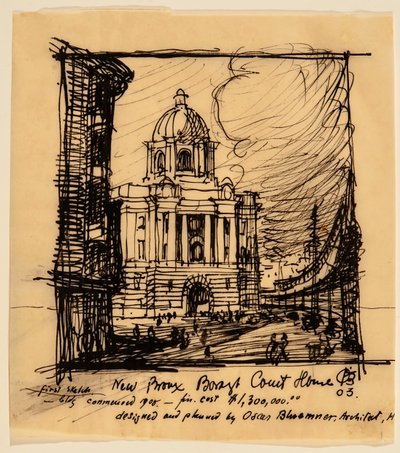 Nuevo Palacio de Justicia del Condado del Bronx, 1903 de Oscar Bluemner