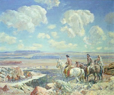 Indian Watch (óleo sobre lienzo) de Oscar Edward Berninghaus
