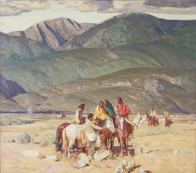 Indios Taos en la Mesa (óleo sobre lienzo) de Oscar Edward Berninghaus