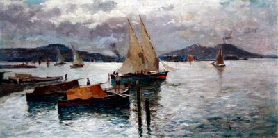 La bahía de Nápoles, c.1900 de Oscar Ricciardi