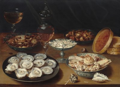 Platos con ostras, frutas y vino, c. 1620-1625 de Osias Beert the Elder