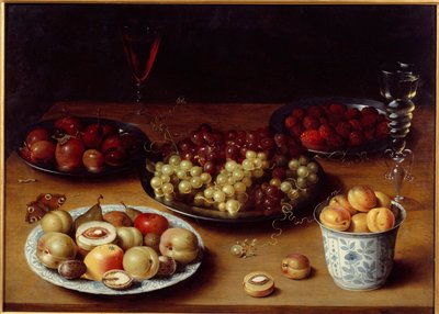 Bodegón de frutas y vaso de Osias the Elder Beert