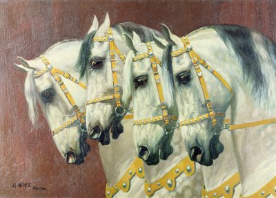Cabezas de cuatro caballos de Oskar Merte