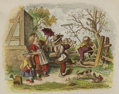 Grupo de niños jugando al aire libre de Oskar Pletsch