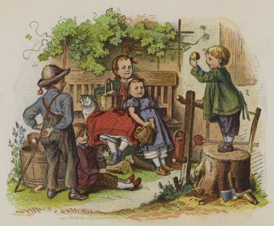 Grupo de niños jugando al aire libre de Oskar Pletsch