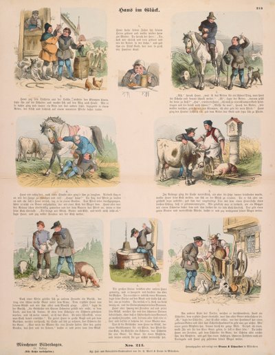 Hans en la suerte (después de los Hermanos Grimm) hoja suelta publicada por Gustav Weise, Stuttgart, 1860 de Oskar Pletsch