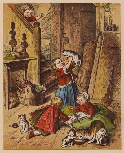 Little Kittens (litografía en color) de Oskar Pletsch