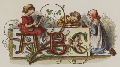 Tres niñas practicando su escritura de Oskar Pletsch