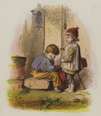 Dos niños en el umbral de una casa de Oskar Pletsch