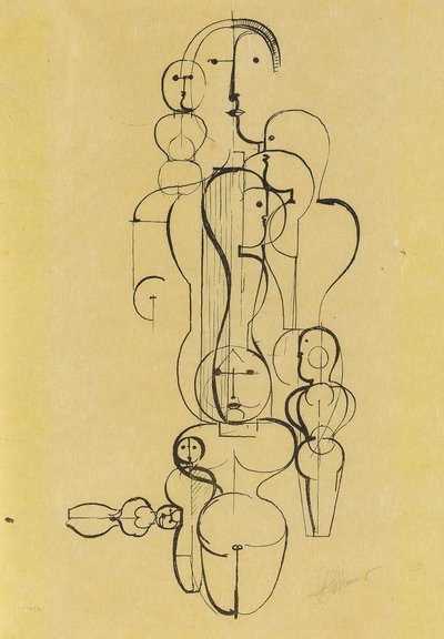 Grupo Concéntrico: Plan de Figura K1, 1922 de Oskar Schlemmer