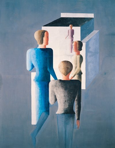 Cuatro figuras y un cubo de Oskar Schlemmer