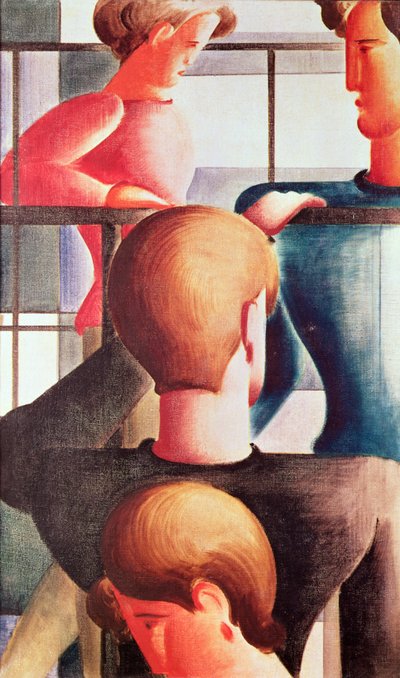 Grupo junto a una barandilla de Oskar Schlemmer