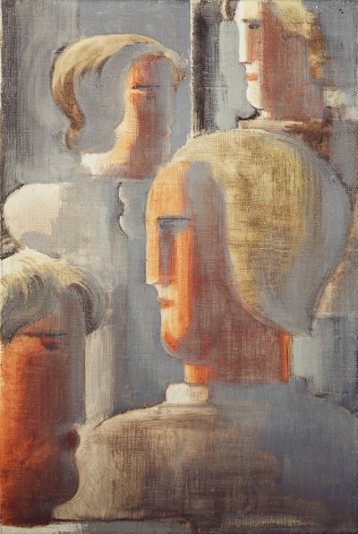 Grupo de Cuatro Cabezas Gris Azul, Folkwang-Estudio III de Oskar Schlemmer