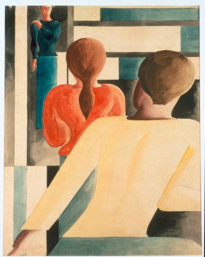 Interior en azul, amarillo y rojo de Oskar Schlemmer