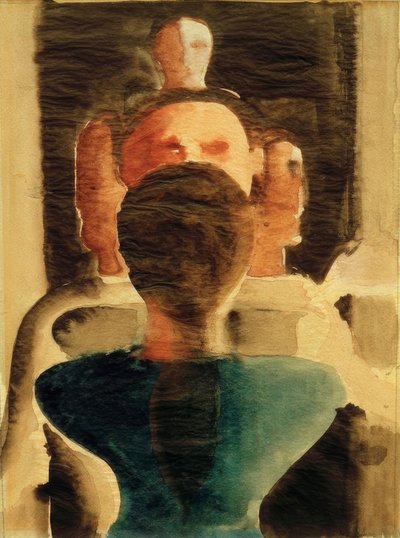 Grupo concéntrico con figura femenina de espaldas de Oskar Schlemmer