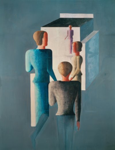 Cuatro figuras y un cubo de Oskar Schlemmer