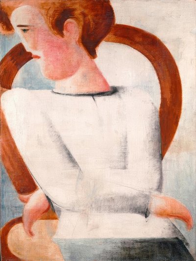 Joven blanco en silla curvada de Oskar Schlemmer