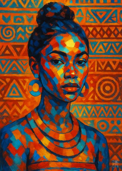 Retrato de una mujer africana llena de color de Osvaldo Russo