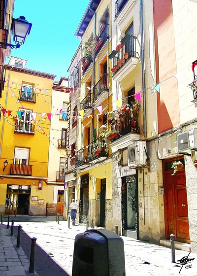 Una calle europea llena de colorido de Osvaldo Russo