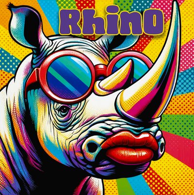 Rinoceronte pop de colores de Osvaldo Russo