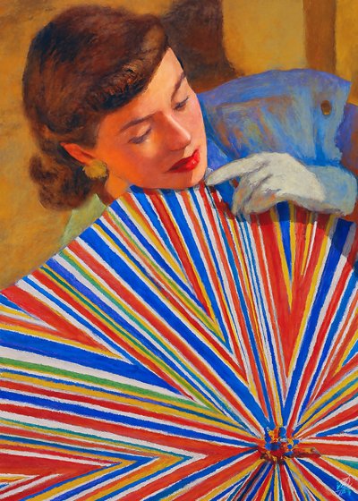 Paraguas elegante de rayas para mujer de Osvaldo Russo