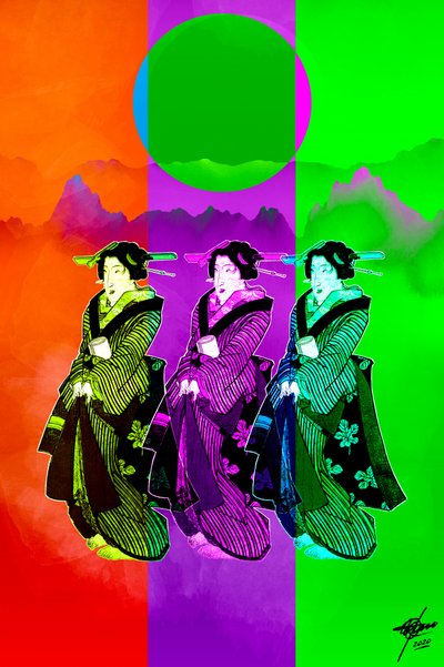 Trío de geishas del Pop Art de Osvaldo Russo