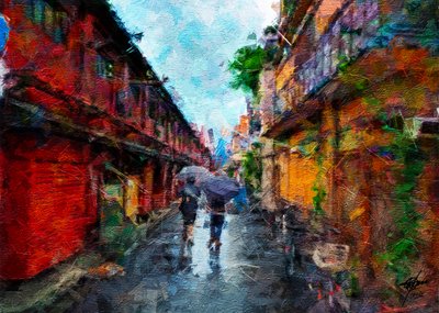 Paseo por la ciudad en un día lluvioso de Osvaldo Russo