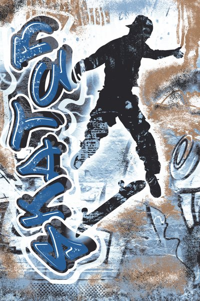 Salto de graffiti en monopatín de Osvaldo Russo