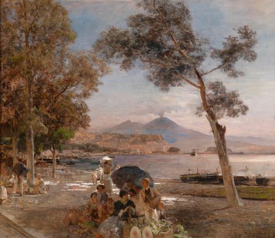 Atmósfera de tarde en la bahía de Nápoles, Italia de Oswald Achenbach