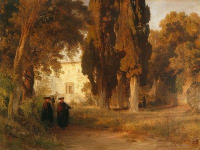 El jardín del monasterio. Después de 1857 de Oswald Achenbach