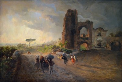 Francés: Paysage romain Paisaje romano de Oswald Achenbach