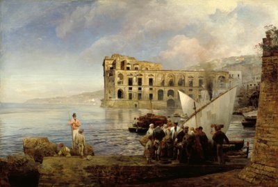 O.Achenbach, Bahía de Nápoles con el Palacio de la Reina Ana de Oswald Achenbach