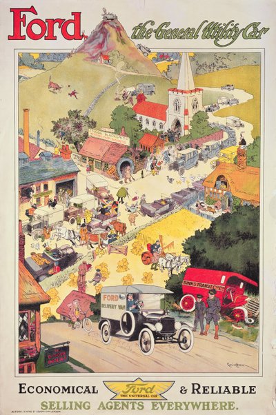 Póster Publicitario de Ford - El Coche de Utilidad General, c.1912 de Oswald Hamilton Cuningham