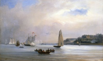 The Anglo-American Yacht Race alrededor de la Isla de Wight, 22 de agosto de 1851 (óleo sobre lienzo) de Oswald Walters Brierly