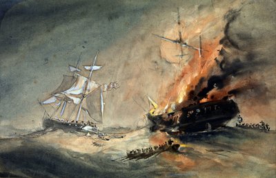 El Minnie Shiffer rescata a 600 pasajeros del Connaught en el Atlántico el 8 de octubre. de Oswald Walters Brierly