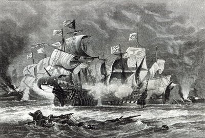 El Vanguard, bajo Sir William Winter, enfrentando a la Armada Española, de 