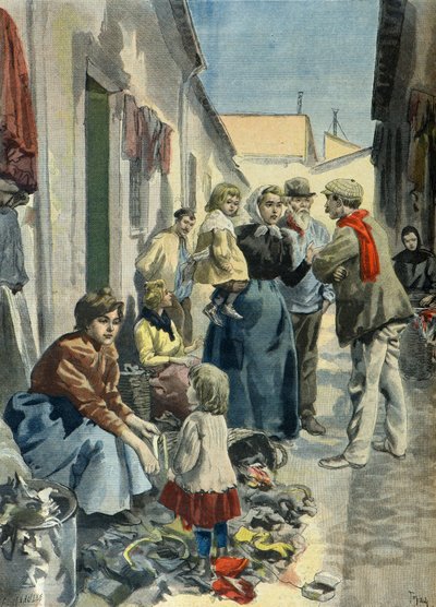 Una familia de traperos en París en 1899 (Grabado) de Oswaldo Tofani