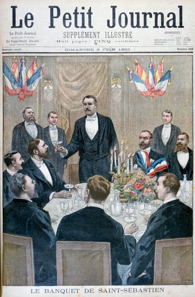 Banquete de nacionalistas franceses y Paul Déroulède, Saint-Sebastien, Bélgica, 1900 de Oswaldo Tofani