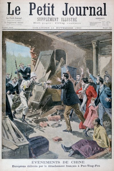 Europeos salvados por un destacamento de marines franceses, Pao Ting Fou, China, 1900 de Oswaldo Tofani