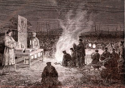 Ceremonia fúnebre en Sou -Tcheou, China. 1874 (grabado) de Oswaldo Tofani