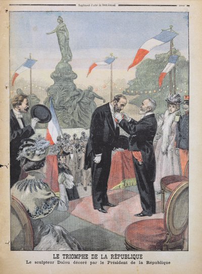 Jules Dalou (1838-1902) siendo galardonado con la medalla de la Legión de Honor por Emile Loubet (1838-1929) de 